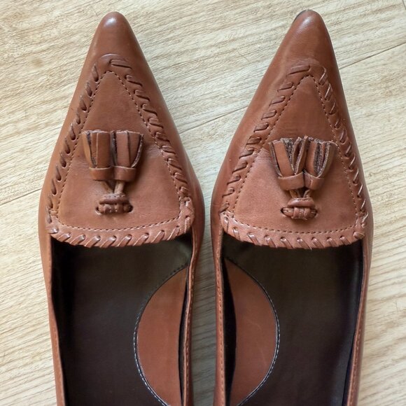 Vintage Eddie Bauer Leather Flats - Pointed-Toe Loafers with Tassels - Sz 8 - - Picture 5 of 10